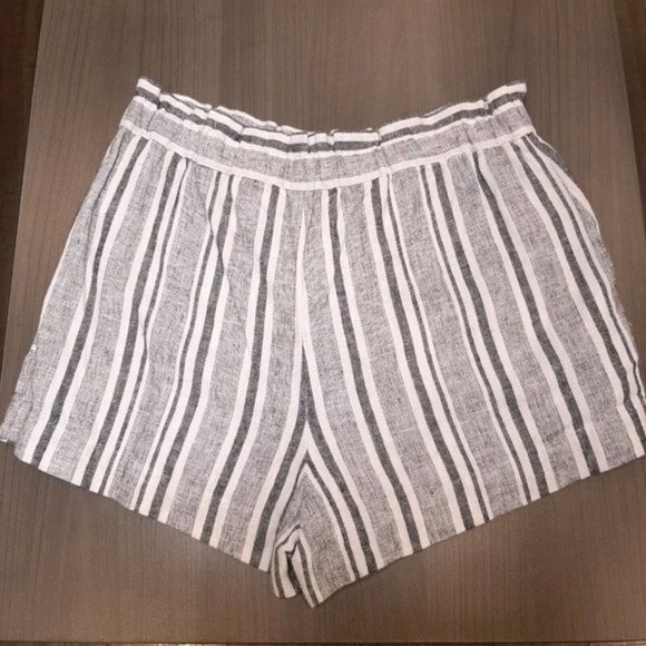 BP Linen Baja Shorts Womens Size Small Gray High Waist Pull On Chino Striped - Picture 5 of 9